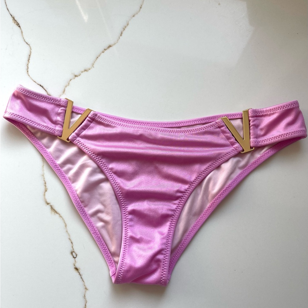 Victoria's Secret Pink Bikini Bottom with Gold V Accents